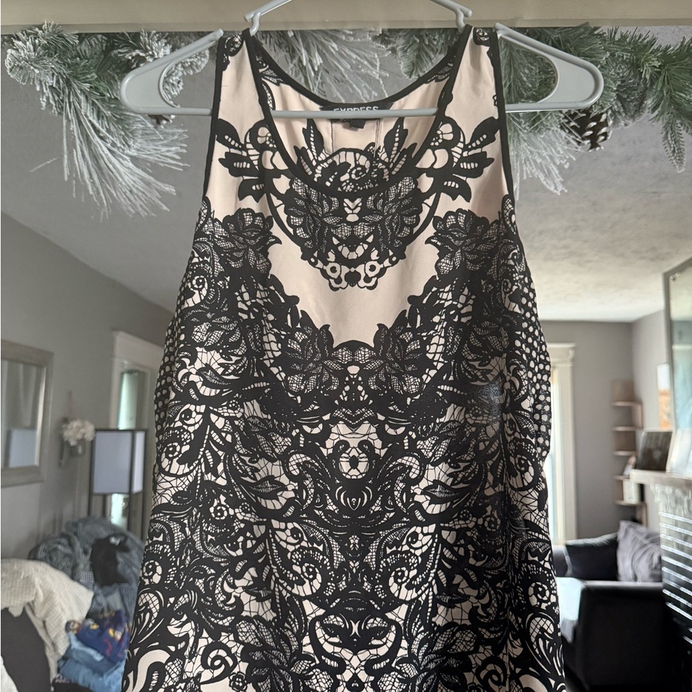 Chic Black and Cream Lace Tank Top